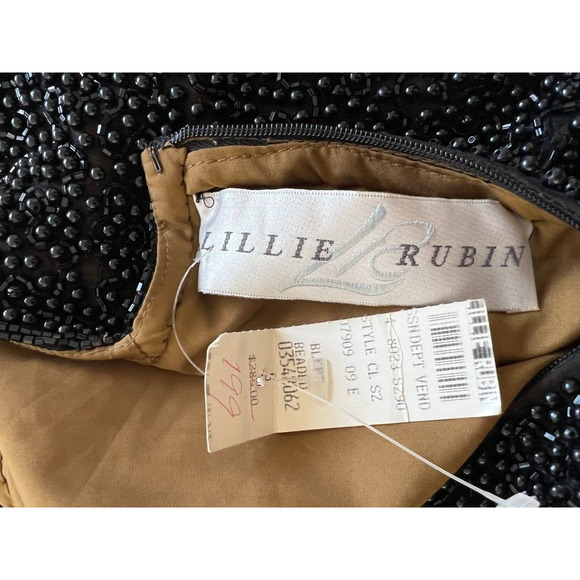 Women’s Vintage Lillie Rubin Black Sequin Strapless Formal Dress Size 4 NWT - Picture 8 of 8